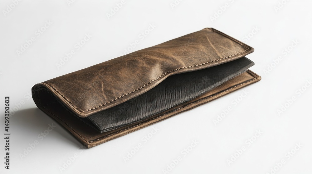 Obraz premium Empty wallet lying open on a white surface