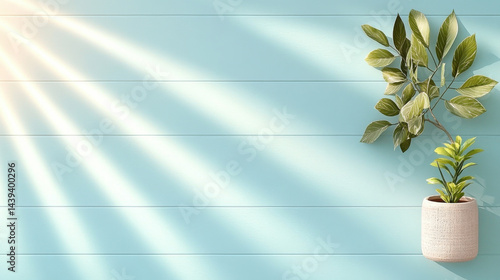 Sunlit indoor plant arrangement calm space still life natural light aesthetic appeal