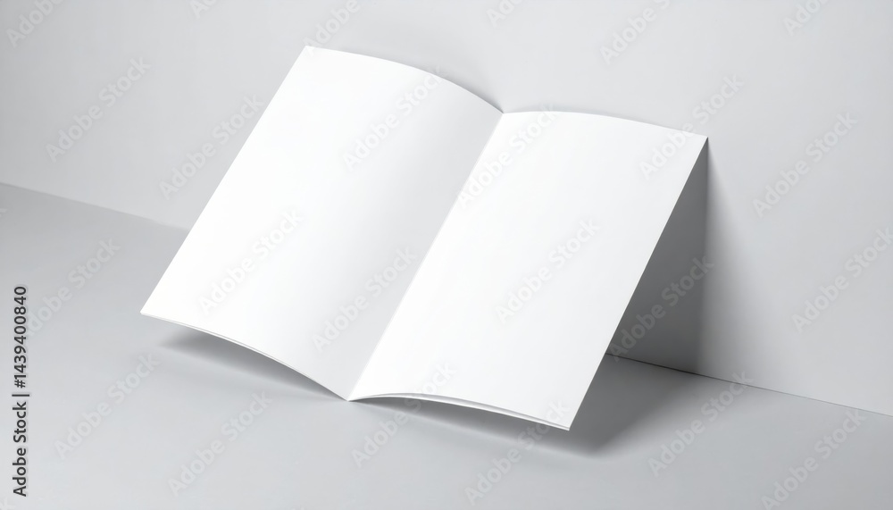 Blank Brochure Mockup Open on White Background Perfect for Design Presentation Blank Brochure Mockup Open on White Background Perfect for Design Presentation