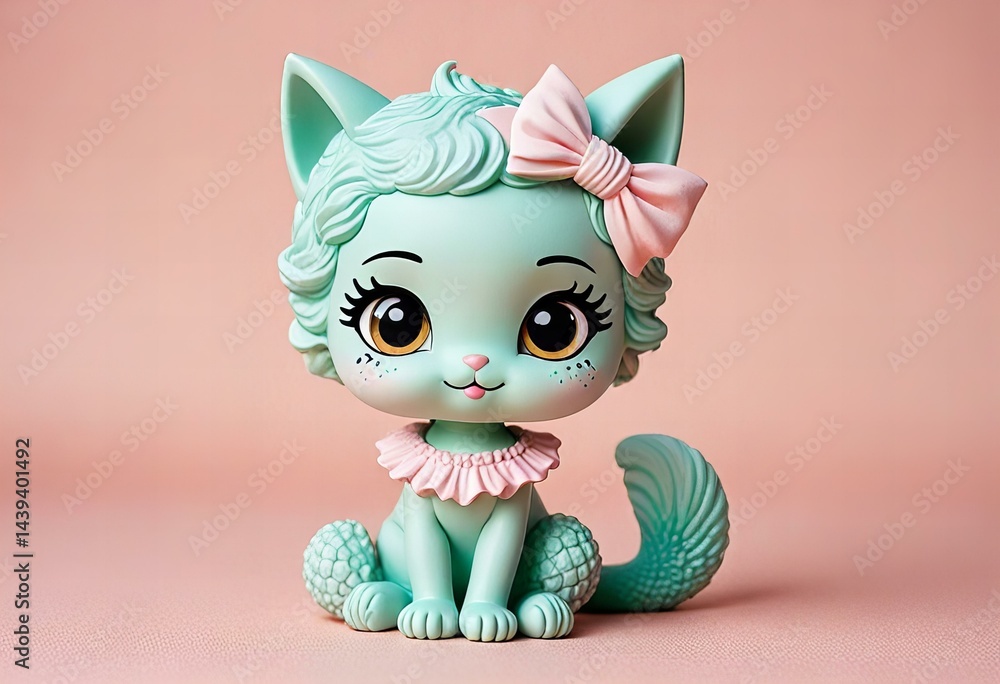 Fototapeta premium Picture Showing Adorable chibi mermaid cat in minimalist style