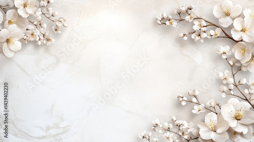 Elegant White Flowers on Marble Background for Wedding Invitation white flowers marble background