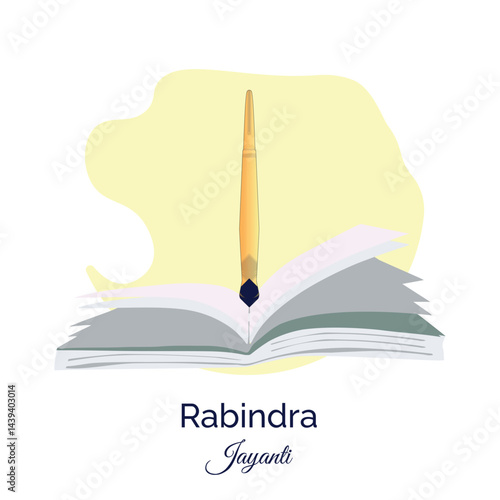 Rabindra Jayanti vector, illustration. Birthday of Rabindranath Tagore renowned writer, poet, philosopher, social reformer and the first ever Indian Nobel laureate.