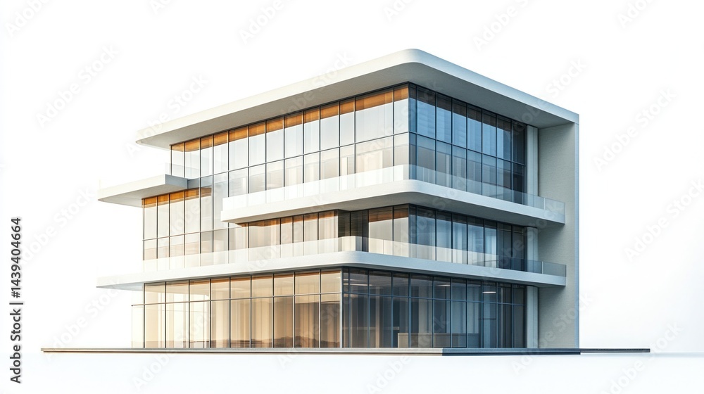 Isolated view of modern office building on plain background Isolated view of modern office building on plain background