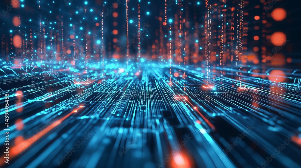 Abstract digital data stream network technology background image web blue code flow lines cyber light Abstract digital data stream network technology background image web blue code flow lines cyber light
