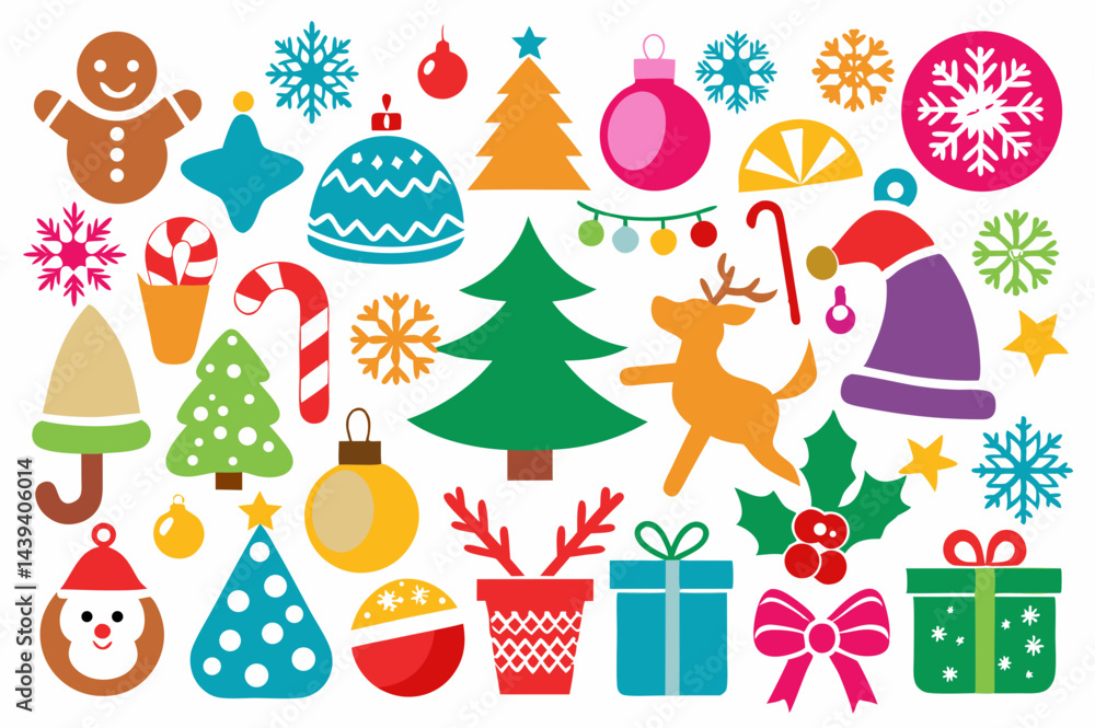 Naklejka premium Holiday Season Icons on White