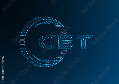 CET low poly letter logo vector design. CET lower poly logo design.