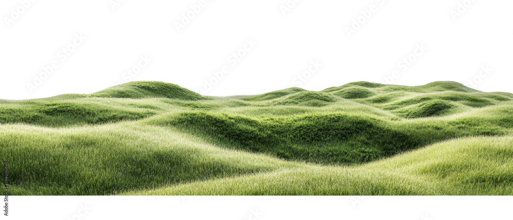 Lush grassy hills with a transparent isolated background create serene landscape view Lush grassy hills with a transparent isolated background create serene landscape view