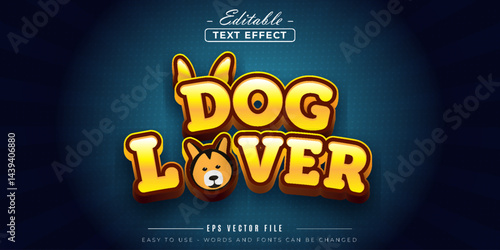 Dog lover text style, editable text effect.