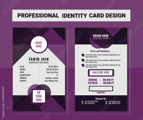 Violet color Background Identity Card Design Project