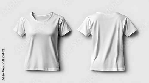 Obraz na płótnie Female white t-shirt template, front and back view isolated on white background, cutout w salonie