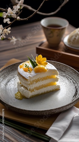 asian lemon cake, almond cream,