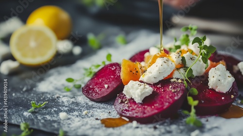 roasted beetroot, goat cheese crumbles,