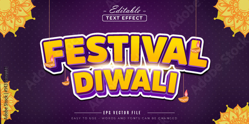 The festive festival of Diwali, editable text effect.