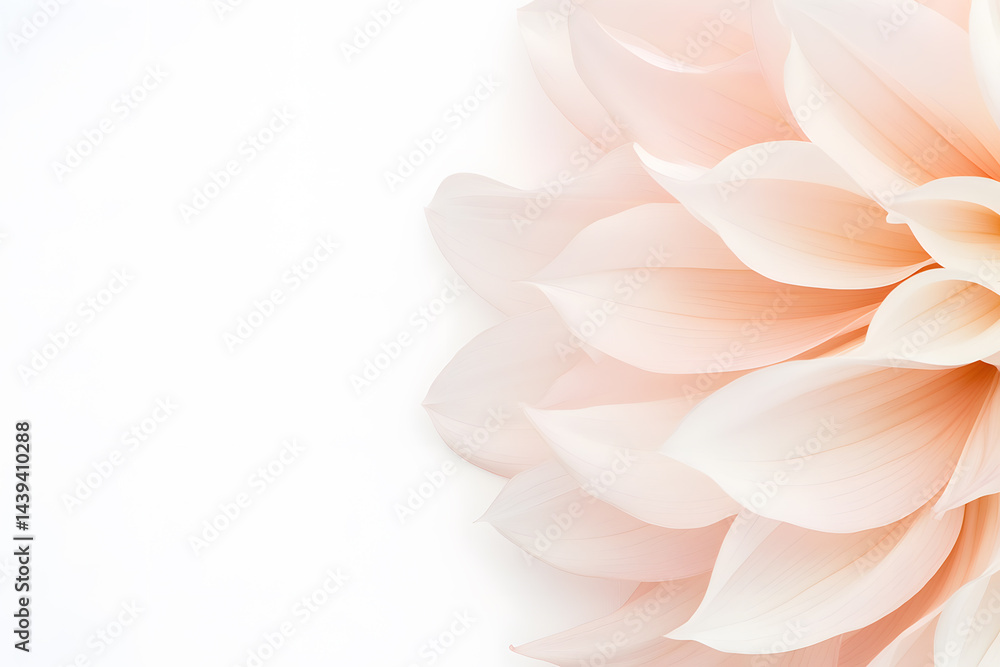 Fototapeta premium Pink dahlia petals on background. Delicate powdery pink background with copy space