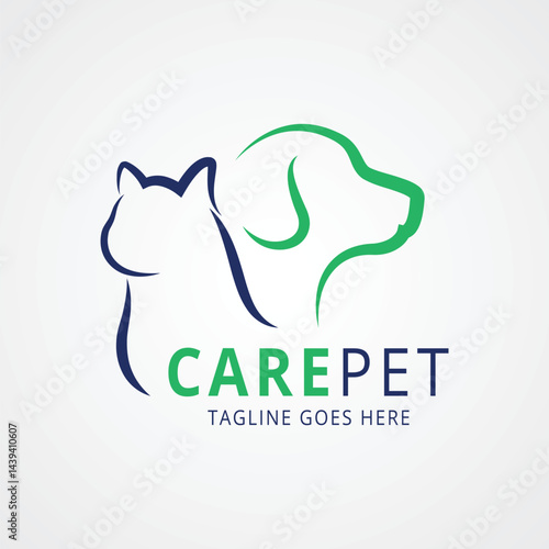Dog and Cat, pet care logo with modern color and style