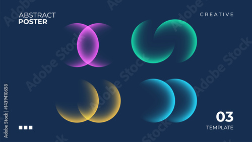 Abstract poster with color gradient round shapes. Futuristic abstract background with soft colored spheres for creative graphic design. Vector illustration.	