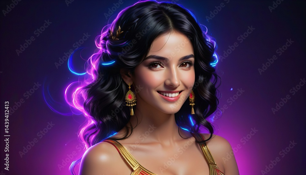 Obraz premium Stunning Graphic Woman in traditional Greek peplos