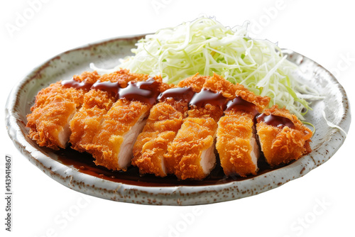Crunchy Comfort: Chicken Katsu Indulgence Isolated On White Background.