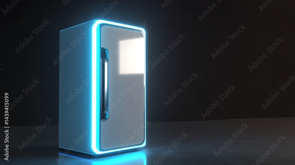 Modern refrigerator with neon blue lighting. Modern refrigerator with neon blue lighting.