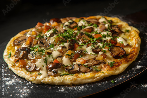 Obraz na płótnie Product photo of mushroom omelette w salonie