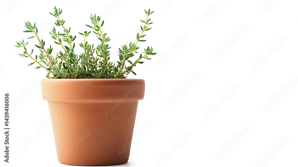 A small plant is in a clay pot A small plant is in a clay pot
