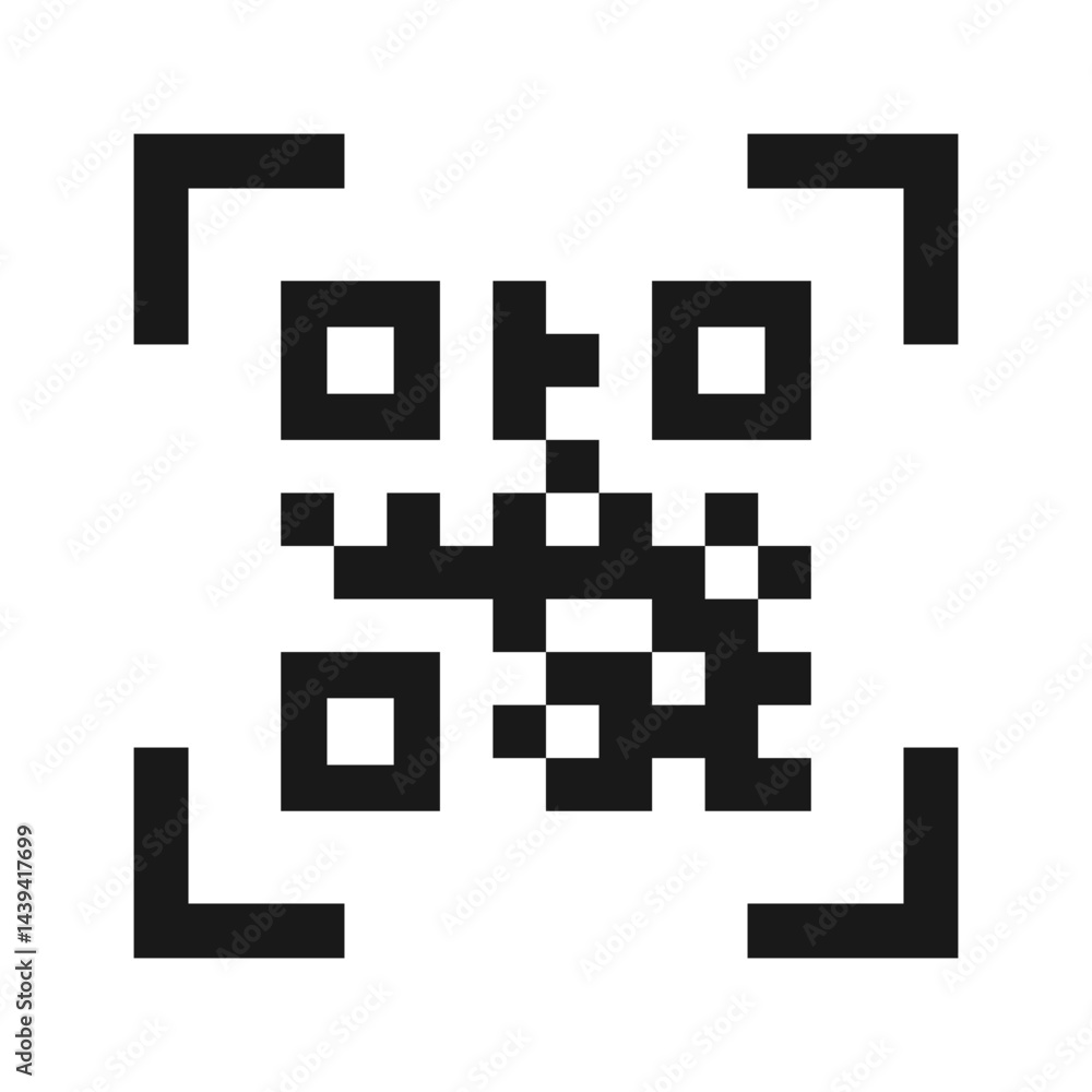 Qr code black color flat style isolated on background for mobile payment and identity, city transport rental, UI UX design element, web pictogram, mobile app, promo tag. vector 10 eps Qr code black color flat style isolated on background for mobile payment and identity, city transport rental, UI UX design element, web pictogram, mobile app, promo tag. vector 10 eps