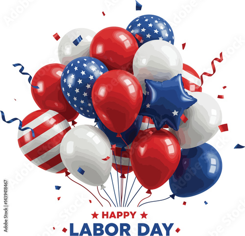 Labor Day Holiday Vector Illustration with Balloons
