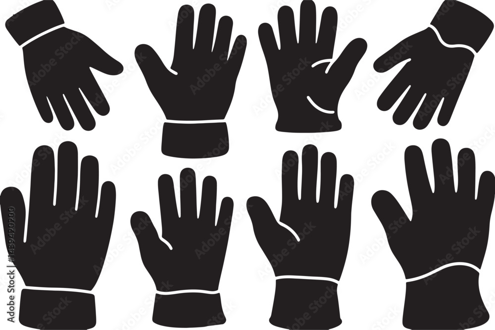 Fototapeta premium Hand Protection Gloves vector Silhouettes