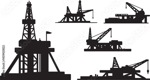 
Set of Different Oil Platform Shapes
