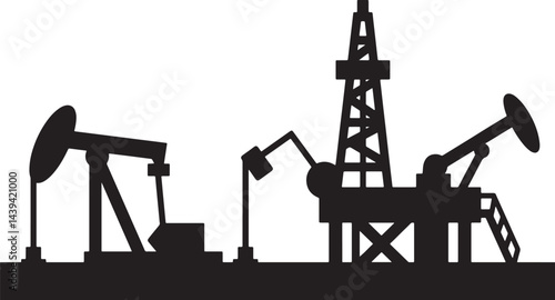 oil rig silhouette, Rig oil Vector Illustration