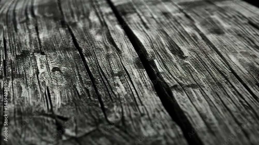Dynamic rotation of aged wooden boards in artistic focus shift Dynamic rotation of aged wooden boards in artistic focus shift