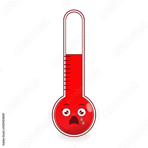 thermometer scared face cartoon cute
