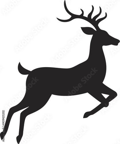 Silhouette of a leaping deer in mid-air, representing grace and agility.