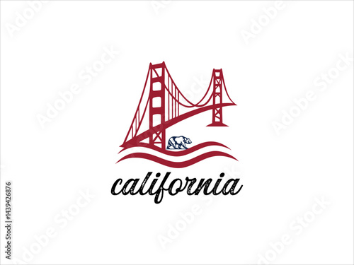 A classic, vintage inspired logo featuring a silhouette of a California grizzly bear standing atop a stylized base, with the word "California" prominently displayed below.