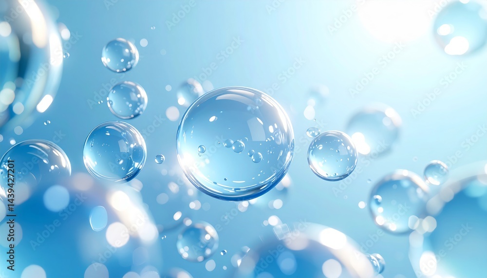 Floating Water Bubbles Abstract Background Light Blue Clean Shiny Texture Floating Water Bubbles Abstract Background Light Blue Clean Shiny Texture