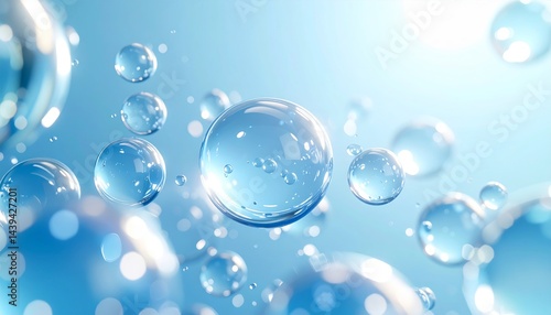 Wallpaper Mural Floating Water Bubbles Abstract Background Light Blue Clean Shiny Texture Torontodigital.ca