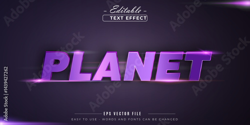Purple planet text, editable text effect.