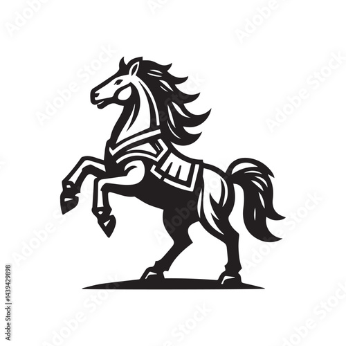 War Horse Illustration – Powerful Armored Horse Design