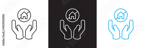 Homelessness  icon .  Vector for websites, mobile interfaces, presentations, banner, visual branding etc. Vector illustration. isolated on white and black background. EPS 10