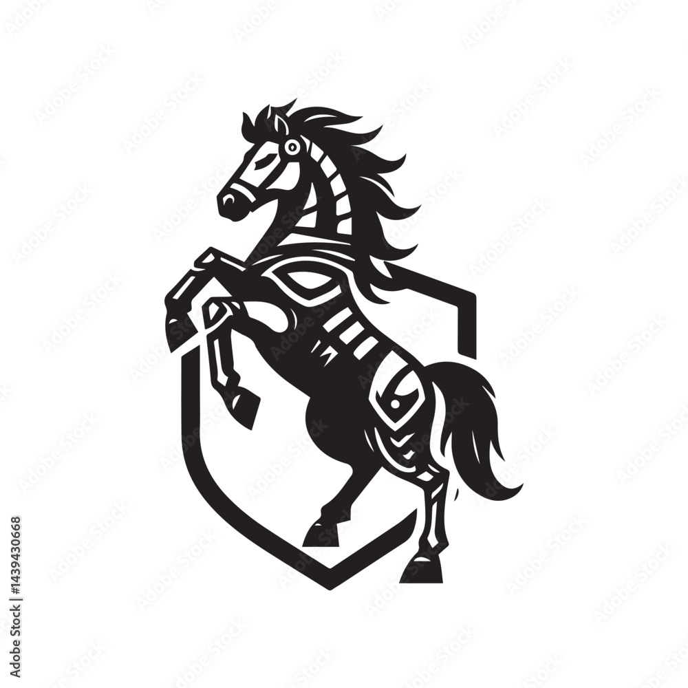 Fototapeta premium War Horse Illustration – Powerful Armored Horse Design