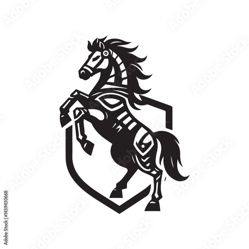 War Horse Illustration – Powerful Armored Horse Design