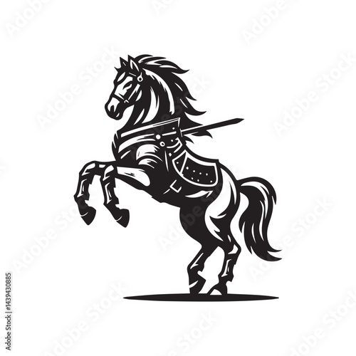 War Horse Illustration – Powerful Armored Horse Design