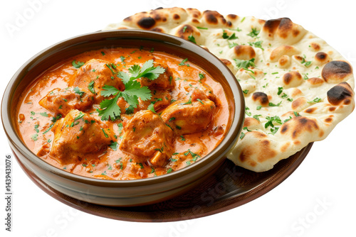 Spicy Delight: Chicken Tikka Masala Pleasure Isolated On White Background.