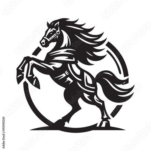 War Horse Illustration – Powerful Armored Horse Design