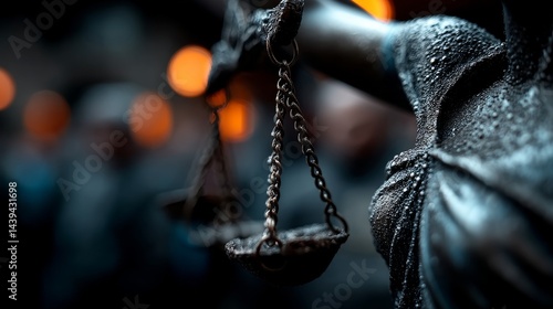 Justice figure holding balanced scales and a sword symbolizing the virtues