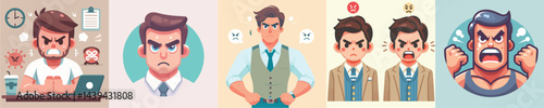 collection of vector images of angry men