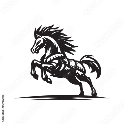 War Horse Illustration – Powerful Armored Horse Design