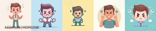 collection of vector images of angry men