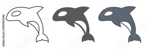 Orca icon collection, sea and ocean animals, orca vector icon set, vector graphics, editable stroke outline sign, eps 10