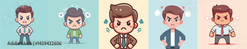 collection of vector images of angry men